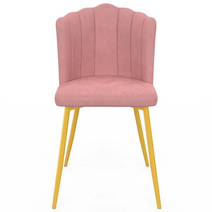 Lot de 2 chaises coquillage ADELLA rose en velours pieds dorés