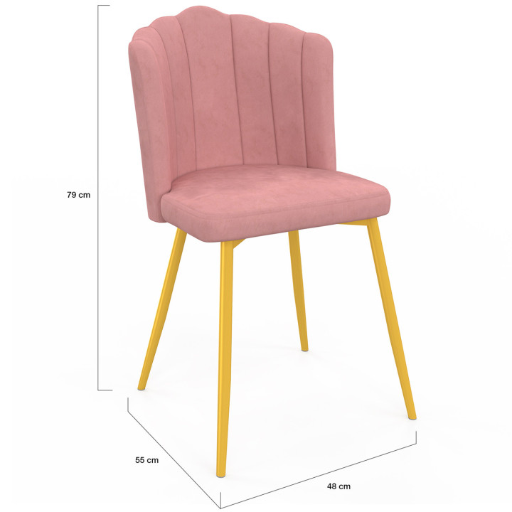 Sillas de concha de terciopelo rosa baratas - ADELLA | ID Market