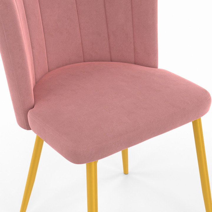 Lot de 2 chaises coquillage ADELLA rose en velours pieds dorés
