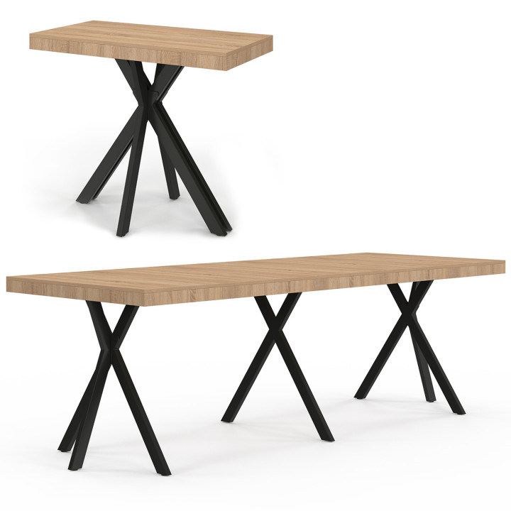 ALIX uitschuifbare consoletafel, 10-zits, 235 cm, industrieel ontwerp