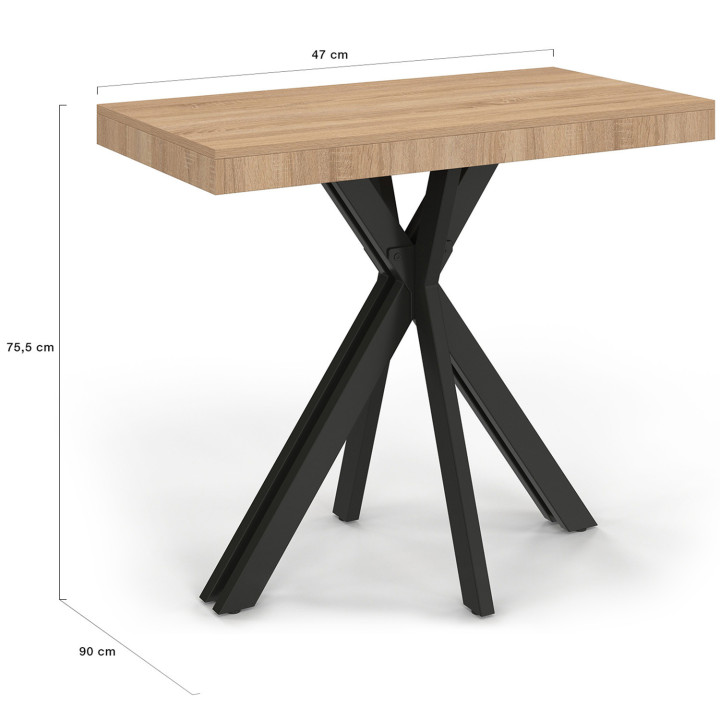 ALIX uitschuifbare consoletafel, 10-zits, 235 cm, industrieel ontwerp