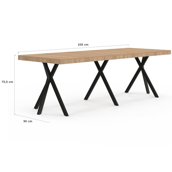 ALIX uitschuifbare consoletafel, 10-zits, 235 cm, industrieel ontwerp