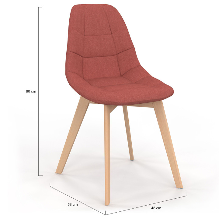 Set van 6 Scandinavische GABY mix kleur donkergrijs x2, terracotta x2, beige x2 eetkamerstoelen