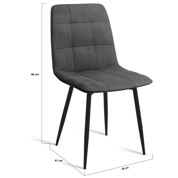 Sillas modernas de terciopelo mezcla de colores azul x2, gris oscuro x2, gris claro x2, amarillo x2 - MILA | ID Market