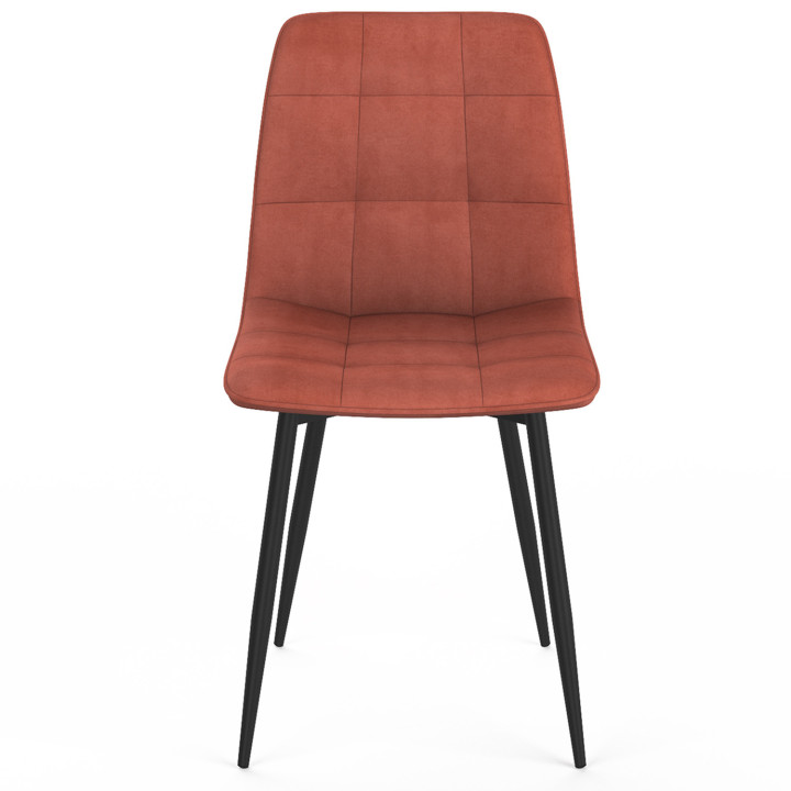 Sillas modernas en mezcla de terciopelo color terracota x3, gris oscuro x2, y beige x3 - MILA | ID Market