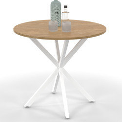 Mesa de comedor redonda 2-4 personas madera y blanco 80 cm - ALIX | ID Market