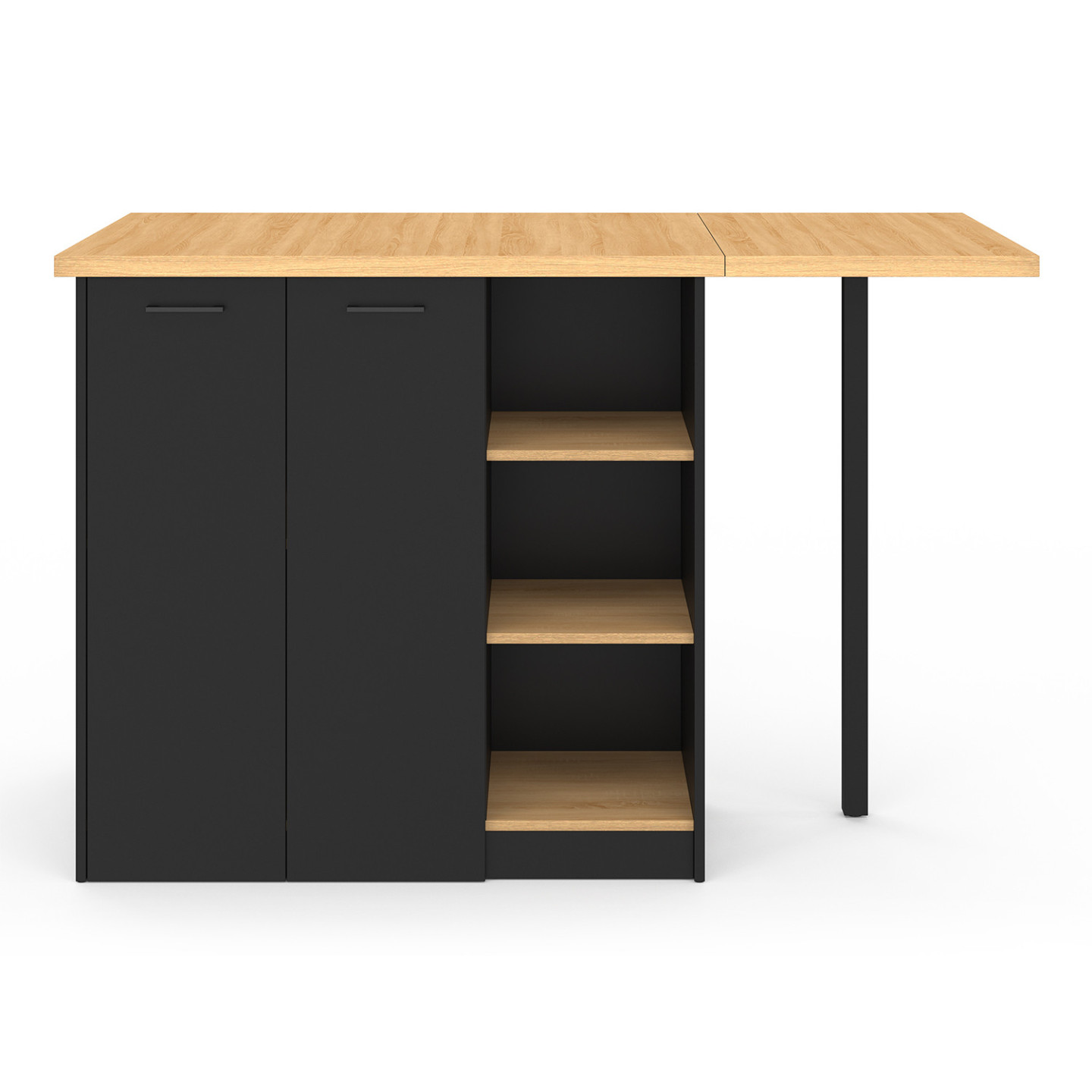IDMARKET Ilot central TIBO 110 cm casserolier 3 tiroirs bois noir avec IDMARKET Ilot central TIBO 110 cm casserolier 3 tiroirs bois noir avec