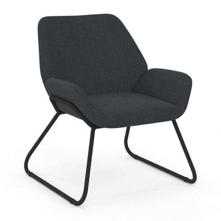 Sillón de tela gris antracita y patas de metal negro - SIXTINE | IDMarket