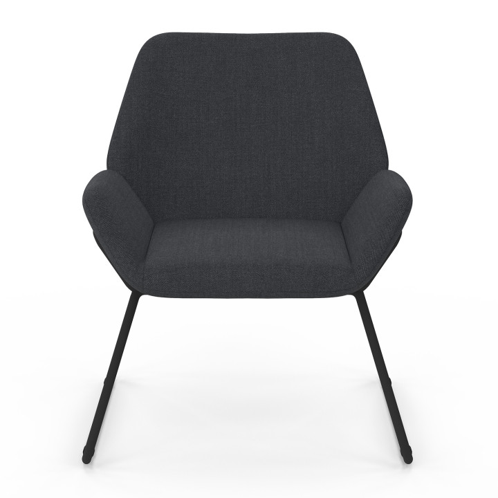 Sillón de tela gris antracita y patas de metal negro - SIXTINE | IDMarket