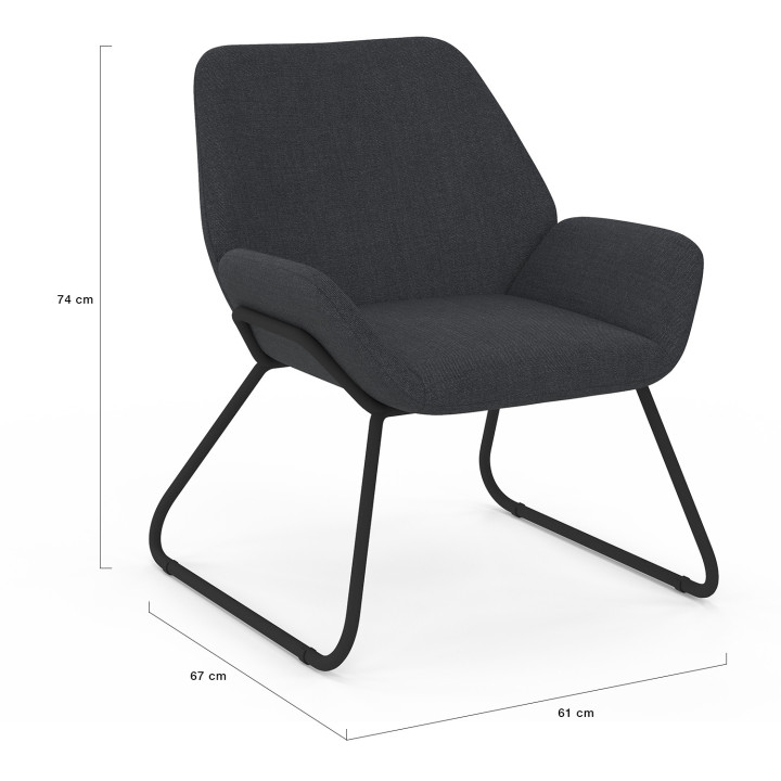 Sillón de tela gris antracita y patas de metal negro - SIXTINE | IDMarket