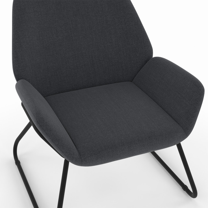 Sillón de tela gris antracita y patas de metal negro - SIXTINE | IDMarket