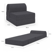 IDMarket Sessel Paloma Anthrazit - Klappbares Gästebett 70x60cm