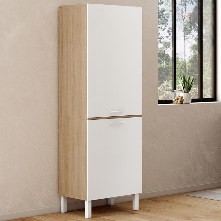 ¡Columna de cocina haya y blanco 60 cm - CINA | Zen Cart! IDMarket
