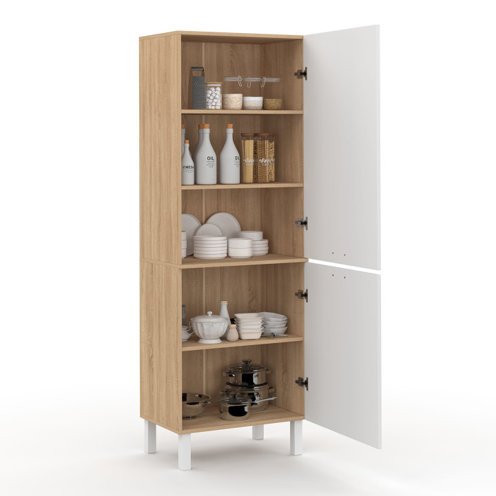 ¡Columna de cocina haya y blanco 60 cm - CINA | Zen Cart! IDMarket