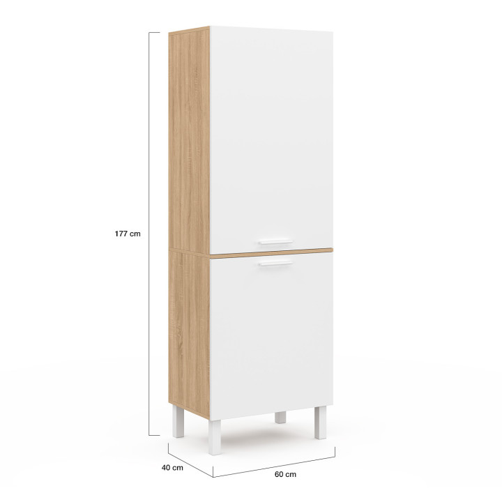 ¡Columna de cocina haya y blanco 60 cm - CINA | Zen Cart! IDMarket