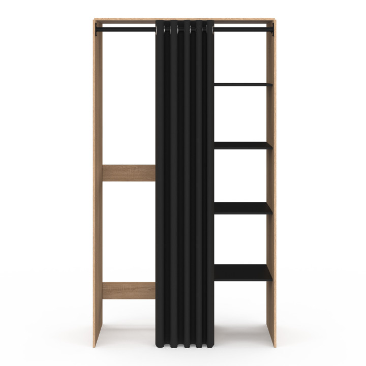 Armario doble para lavadora en madera y negro con cortina corredera - WALLIS | ID Market