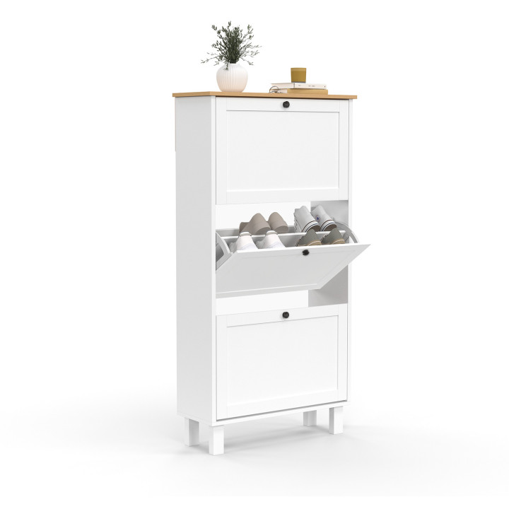 Zapatero 18 pares blanco y madera - ACHILLE | The Art of Shoe Styling IDMarket