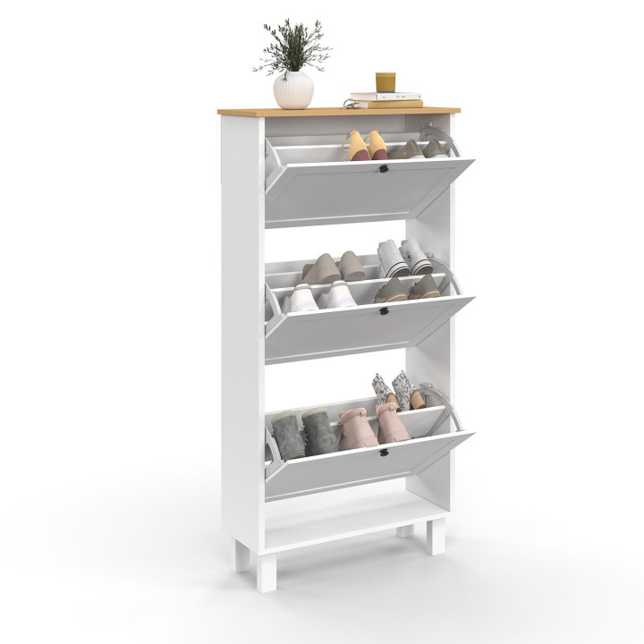 Zapatero 18 pares blanco y madera - ACHILLE | The Art of Shoe Styling IDMarket