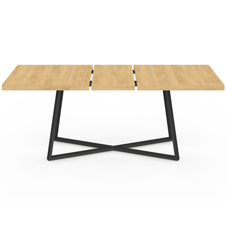Mesa de comedor rectangular extensible 160-200 cm 6-10 personas madera y negro - SELMA | IDMarket