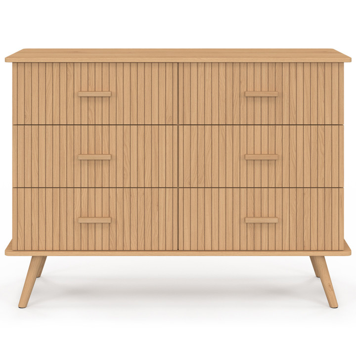 Cómoda 6 cajones 110 cm listones roble - JULIETTE | IDMarket