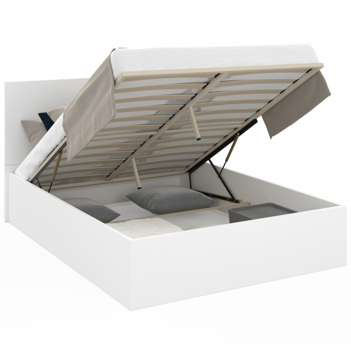 Tweepersoonsbed met boxspring 140x190cm wit - SEASIDE | ID Market