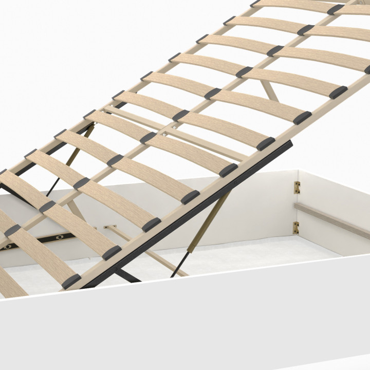 Cama doble con somier 140x190cm blanco - SEASIDE | ID Market