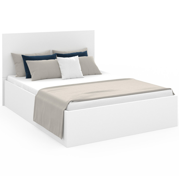 Tweepersoonsbed met boxspring 140x190cm wit - SEASIDE | ID Market