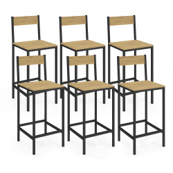 Set von 6 Barhocker DETROIT mit Rückenlehne Küchenstuhl Industriedesign