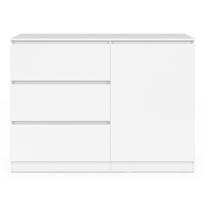 Cómoda 3 cajones + 1 puerta 110 cm madera blanca - TOMI | REINO UNIDO IDMarket