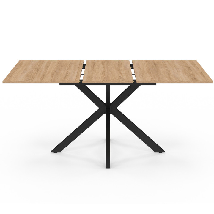 Mesa de comedor rectangular extensible 120-160 cm 4-8 personas madera y pata de araña negra - ALIX | La colección ALIX IDMarket