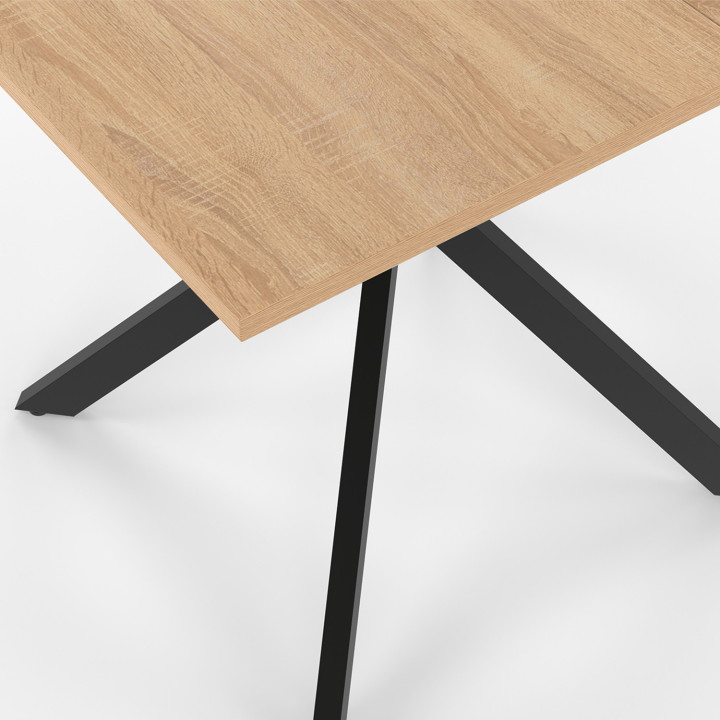 Mesa de comedor cuadrada de madera 4 personas pata de araña negra 80cm - ALIX | ID Market