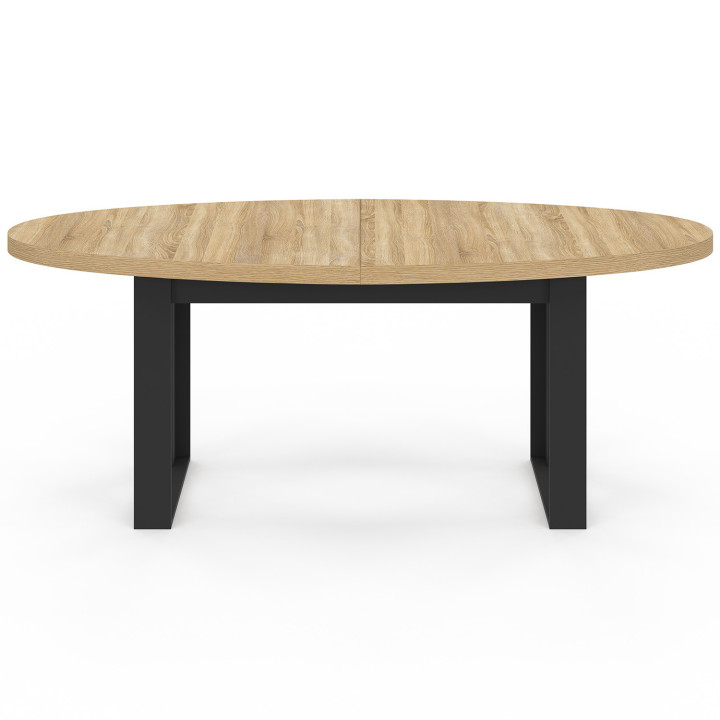 Mesa de comedor ovalada negra y madera para 8 personas 200cm - PHOENIX | ID Market