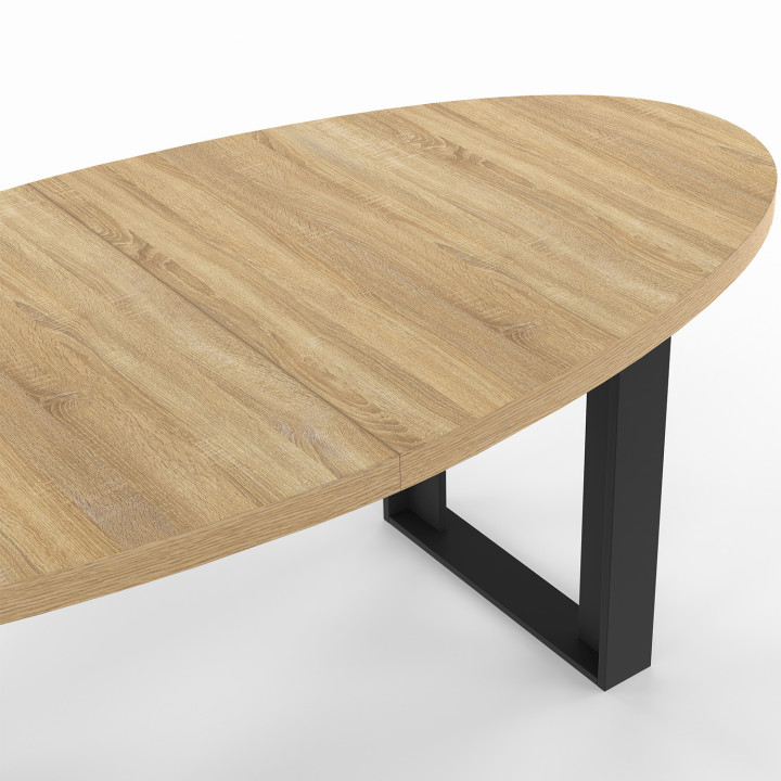Mesa de comedor ovalada negra y madera para 8 personas 200cm - PHOENIX | ID Market