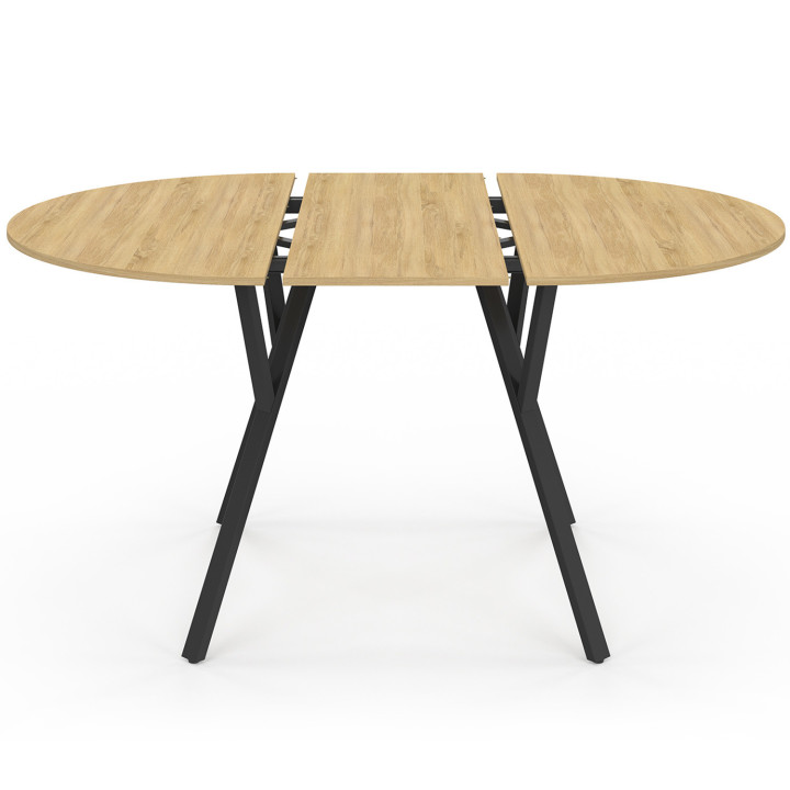 Mesa de comedor redonda extensible madera y negro 4-8 personas diseño industrial 110-150cm - YSEULT | ID Market