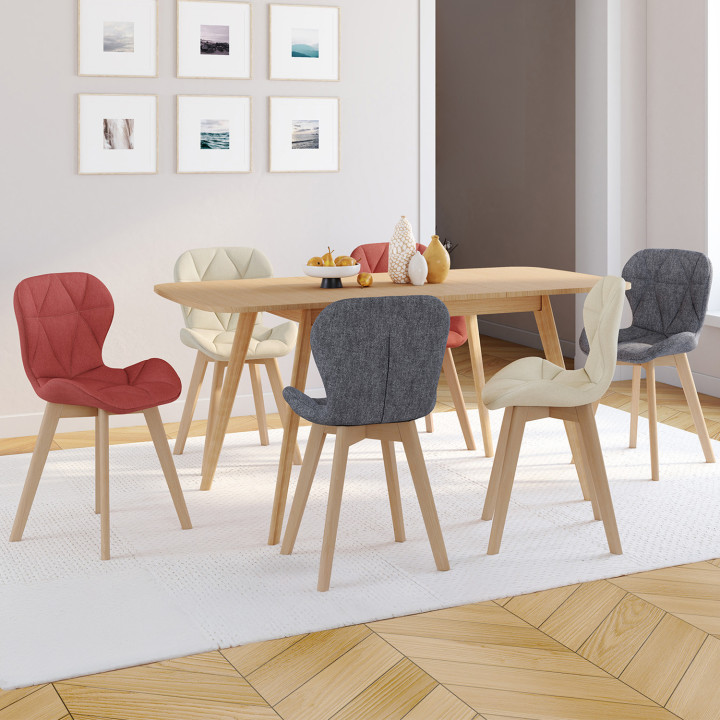 Sillas modernas en tejido mixto gris oscuro x2, terracota x2, beige x2 - ROBINE | ID Market