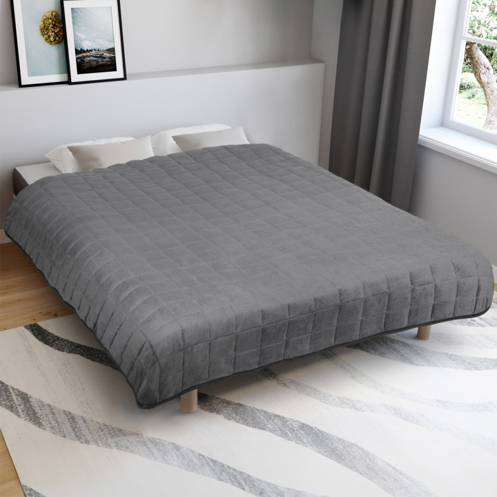 Manta lastrada 150x200 cm bicolor gris claro y gris 9 kg - CELESTE | IDMarket