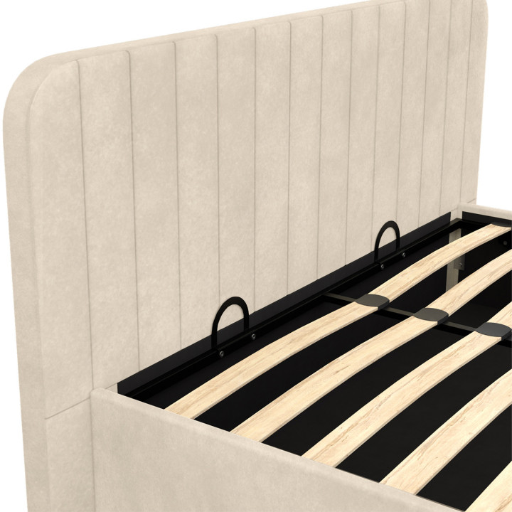 Tweepersoonsbed met hoofdeinde 160x200cm beige fluweel - ALBA | ID Market