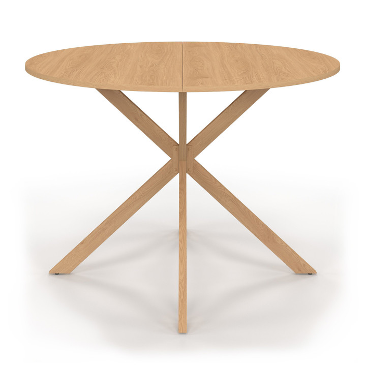 Mesa de comedor redonda 6 personas 110cm pata de araña madera efecto haya - ALIX | ID Market