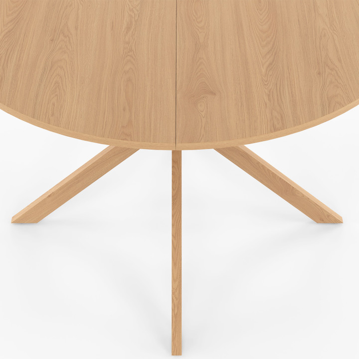 Mesa de comedor redonda 6 personas 110cm pata de araña madera efecto haya - ALIX | ID Market