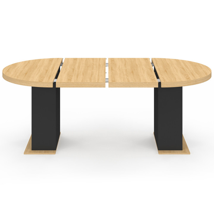 Mesa de comedor redonda extensible madera y negro 4-10 personas 110-200cm - EDEN | ID Market