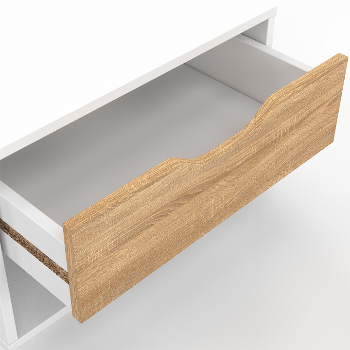 Mesillas de noche murales en haya y blanco 1 cajón con nicho - CATHY | ID Market