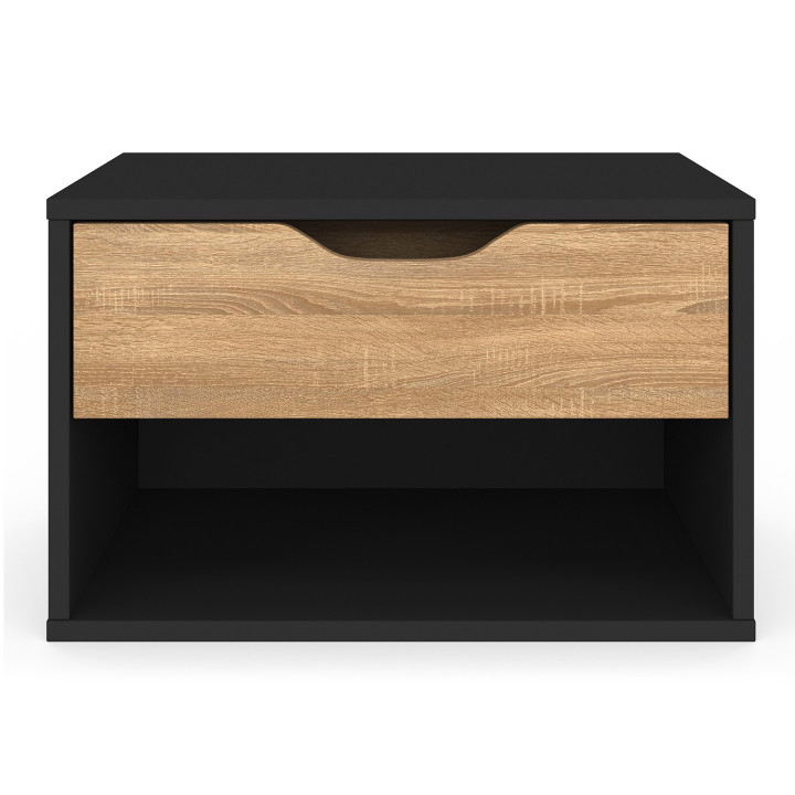 Mesillas de noche murales en haya y negro 1 cajón con nicho - CATHY | ID Market