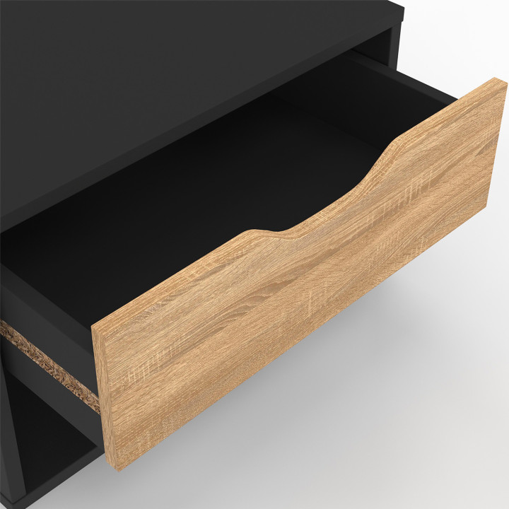 Mesillas de noche murales en haya y negro 1 cajón con nicho - CATHY | ID Market