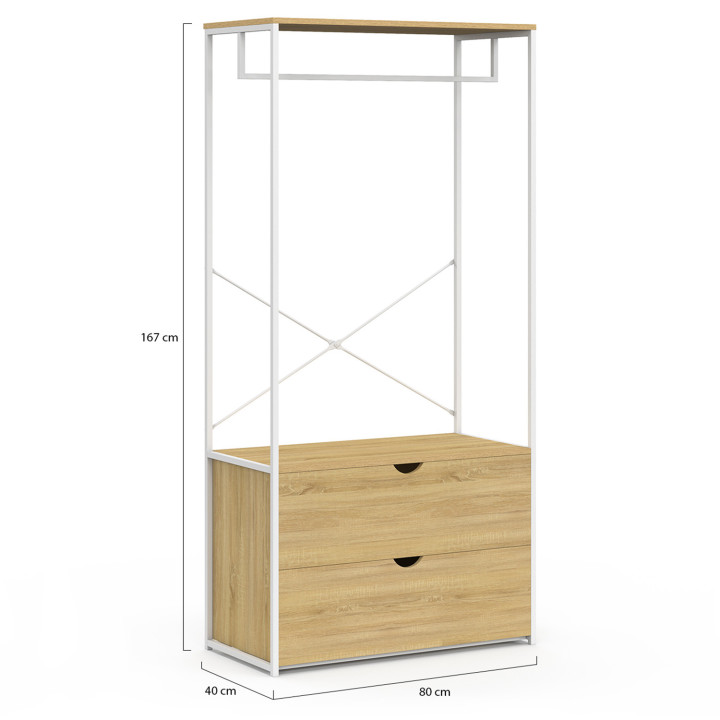 Armario industrial madera y metal blanco - DETROIT | IDMarket