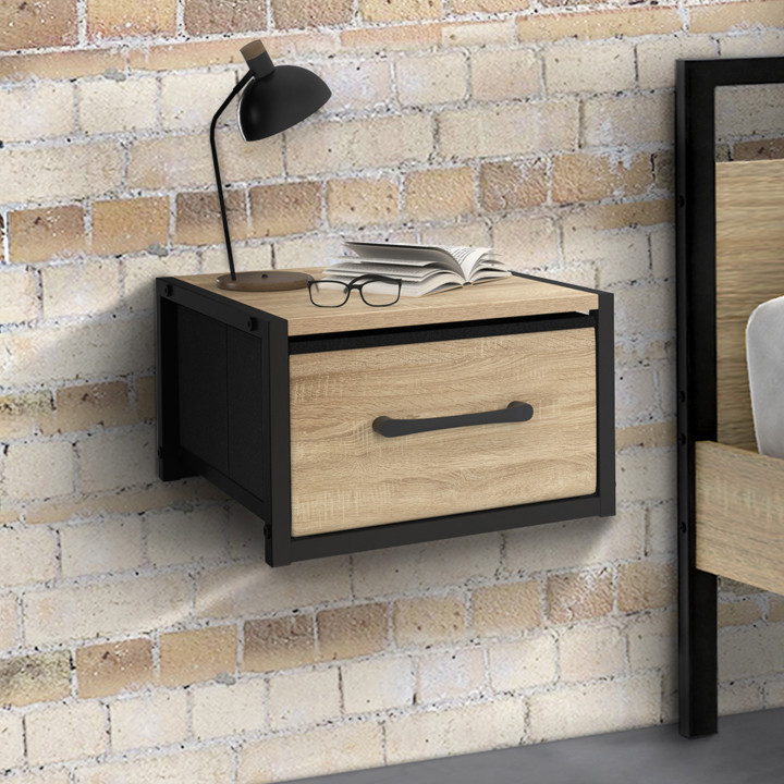 Mesillas de noche murales industriales con cajones - UTAH | IDMarket