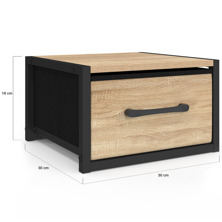 Mesillas de noche murales industriales con cajones - UTAH | IDMarket