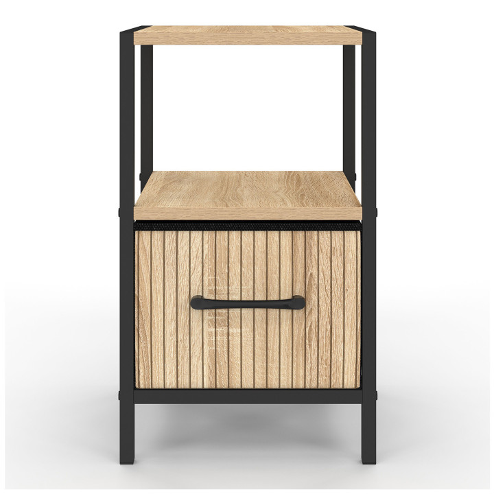 Mesillas de noche efecto listones con cajón y hornacina - UTAH | IDMarket