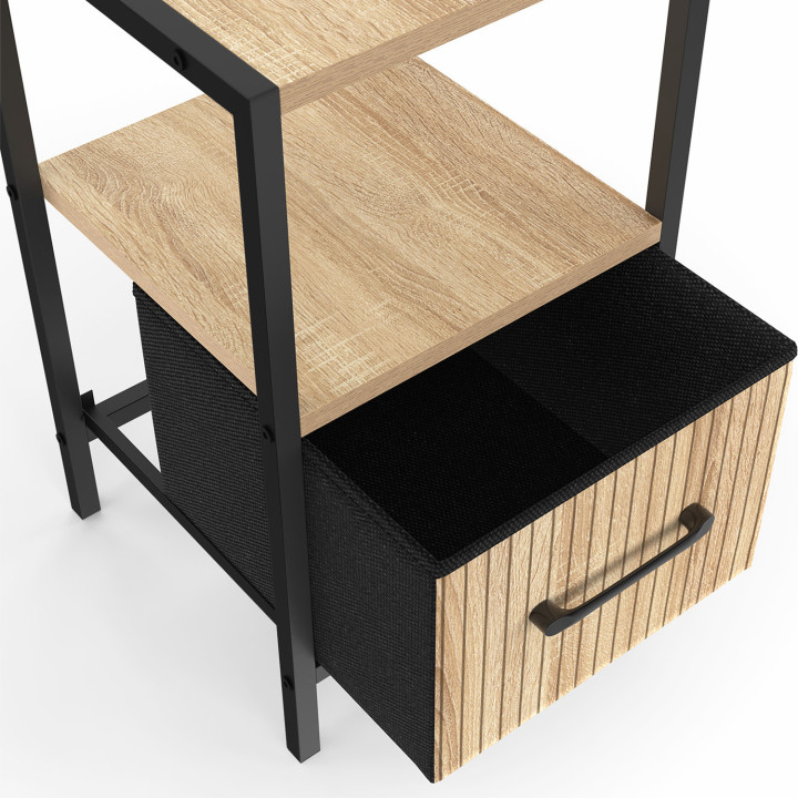 Mesillas de noche efecto listones con cajón y hornacina - UTAH | IDMarket