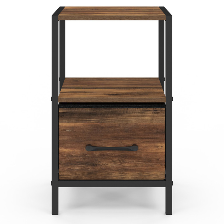 Mesillas de noche efecto madera envejecida con cajón y hornacina - HAWKINS | IDMarket