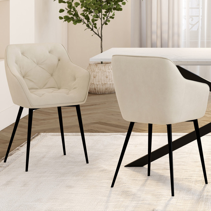Conjunto de sillas de comedor y sillones de mesa beige - LYA | IDMarket